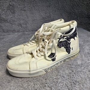 Vans Sk8-Hi Save Our Planet Sneakers White Black Map High Top Mens 9 Womens 10.5